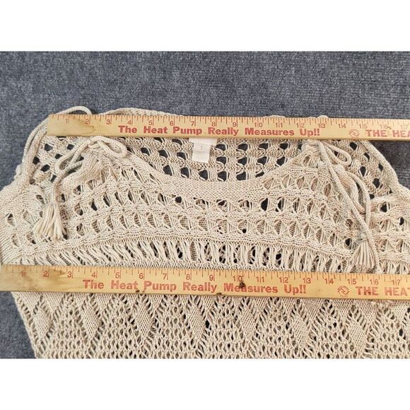 Chico's Open Knit Sweater Women Sz 1 Cold Shoulder Tassel Sleeveless Boho - Picture 4 of 8